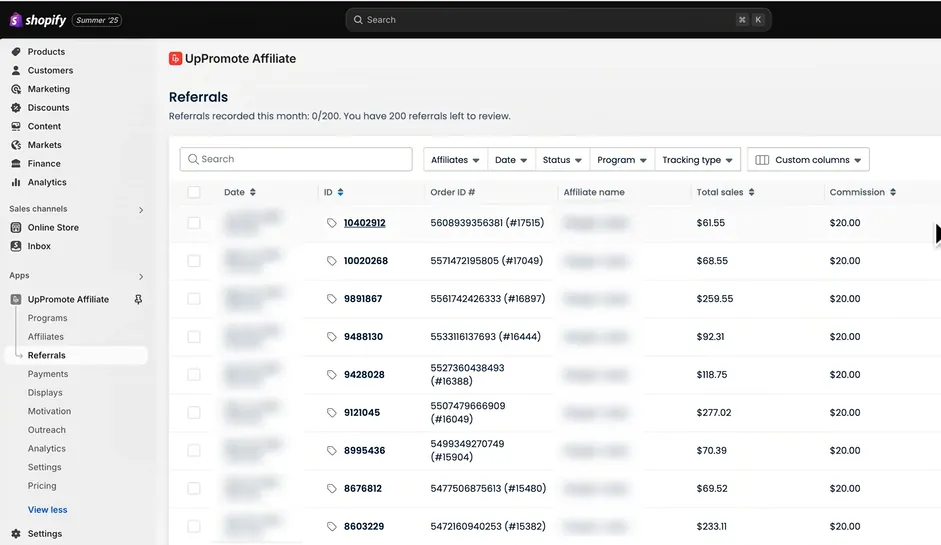 Affiliate tracking with UpPromote on Shopify