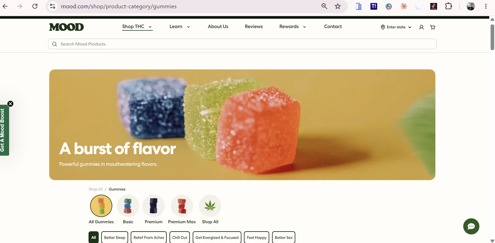 Every Mood product page publishes its third-party lab results, the proof that anchors trust in a regulated category.
